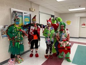 The Pre-K team at Mineral Springs Elementary won the school&#039;s Ugly Christmas Sweater contest Friday.
