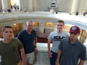 In the Dome des Invalides with the tomb of Napoleon behind our group.