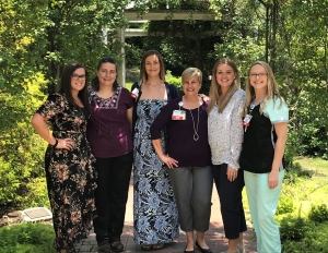 The FirstHealth of the Carolinas 2019 Nursing Leadership Academy graduates are (left to right), Megan Lill, R.N., Cornelia Winters, R.N., Kristine Thomas, R.N., Melissa Stewart, R.N., Krystle Walsh, R.N., and Courtney Wise, R.N. Not pictured are Genny Baucom, R.N., Colleen Brown, R.N., Shannon O’Neal, R.N., and Judi Russell, R.N.