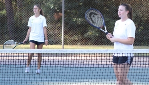 Richmond&#039;s Chloe Wiggins and Taylor Parrish in action against Hoke County.