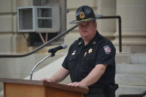 Sheriff Mark Gulledge speaks during the National Day of Prayer on May 5, 2022.
