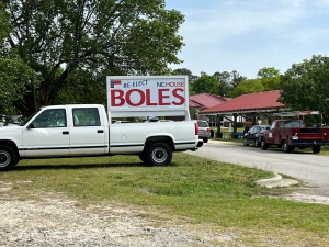 A truck carrying a campaign sign for Rep. Jamie Boles was reportedly stolen from the Rockingham Walmart sometime between Saturday and Tuesday.