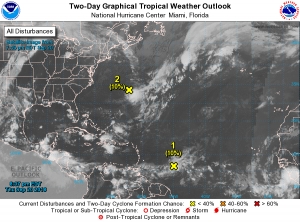 A remnant of Hurricane Florence has a 20 percent chance of strengthening into a tropical system and hitting the Carolinas, according to the National Weather Service.