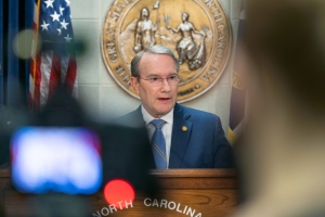 Sen. Paul Newton, R-Cabarrus, speaking at a press conference in May, 2021. 