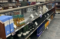 A sparse Scotch aisle at the N.C. ABC store in Cary.