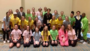 The RSHS Beta Club Campaign Skit team poses at an Orlando resort at the National Beta Convention.