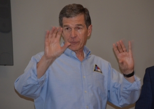 Gov. Roy Cooper visits Richmond County following Hurricane Florence in 2018.