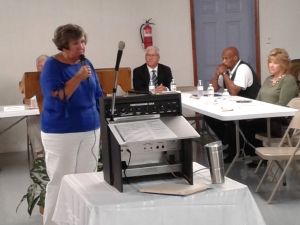 Bobbie Sue Ormsby, an elected member of the Richmond County Board of Education, speaks during a Town Hall forum at the Ashley Chapel Community Center in 2018.