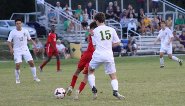Richmond Observer File Photo: Sophomore Noah Jordan (15) in action earlier this season against Seventy-First. He scored one of Richmond&#039;s four goals in Monday&#039;s win.