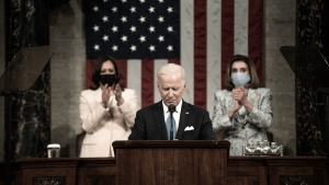 President Joe Biden addresses the nation from the U.S. House of Representatives.