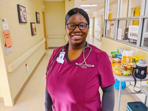 Richmond Community College nursing student Ayesha Adams was named the 2021 Academic Excellence Award winner. Dr. Dale McInnis, College president, presented her with the award at the College’s Employee Meeting on Thursday.
