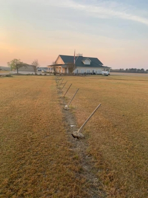 About 100 yards of fencing was damaged at the Richmond County Airport sometime between Wednesday night and Thursday morning.