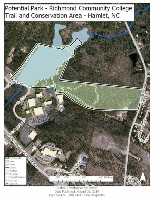This map shows a potential park at Richmond Community College proposed by Chris McDonald.