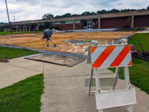 The brick patio in front of the Lindsey-Petris Building is being replaced with a concrete patio that will incorporate the College’s logo, and the metal panel fascia project for the Lee Building was awarded to WaynCo Roofing. That project will get underway later this month. 