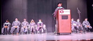 Richmond Community College President Dr. Dale McInnis reflects on the institution&#039;s challenges over the past two years during the annual convocation. See photos of those presented with awards at the bottom of this story.