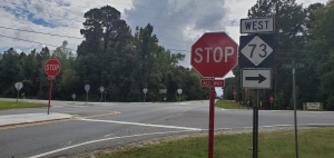The intersection of U.S. 220 and N.C. 73 near the rest stop in Ellerbe is now an all-way stop.