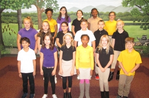 Mineral Springs third- through fifth-grade students making the A Honor Roll for the first nine weeks grading period were: front row, from left, Giovani Chavez, Cheyenne Reams, Briley Webb, Sophia Legrand, Kennedy Baldwin and Oliver Lambeth; second row, Carley McCormick, Kaylee Lampley, Ashton Lyerly, Cole Lambeth, Jack Barberousse and Madyson Cloninger;  third row, Zikhiya Thompson, Raelynn Carter, Lillian Hill, ZyRihanna Robinson and Natalie Hudson.