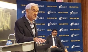 Former Congressman and three-time presidential candidate Dr. Ron Paul speaks to a crowd at Duke University, his alma mater, on April 18.