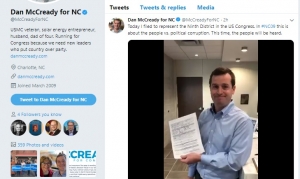 Democrat Dan McCready posted a video to Twitter after filing for the 9th District special election on Tuesday.
