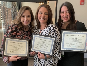 Kayla Fesperman, Emily Tucker and Taylor Player from the Richmond County Chamber of Commerce were each awarded scholarships at a recent conference.