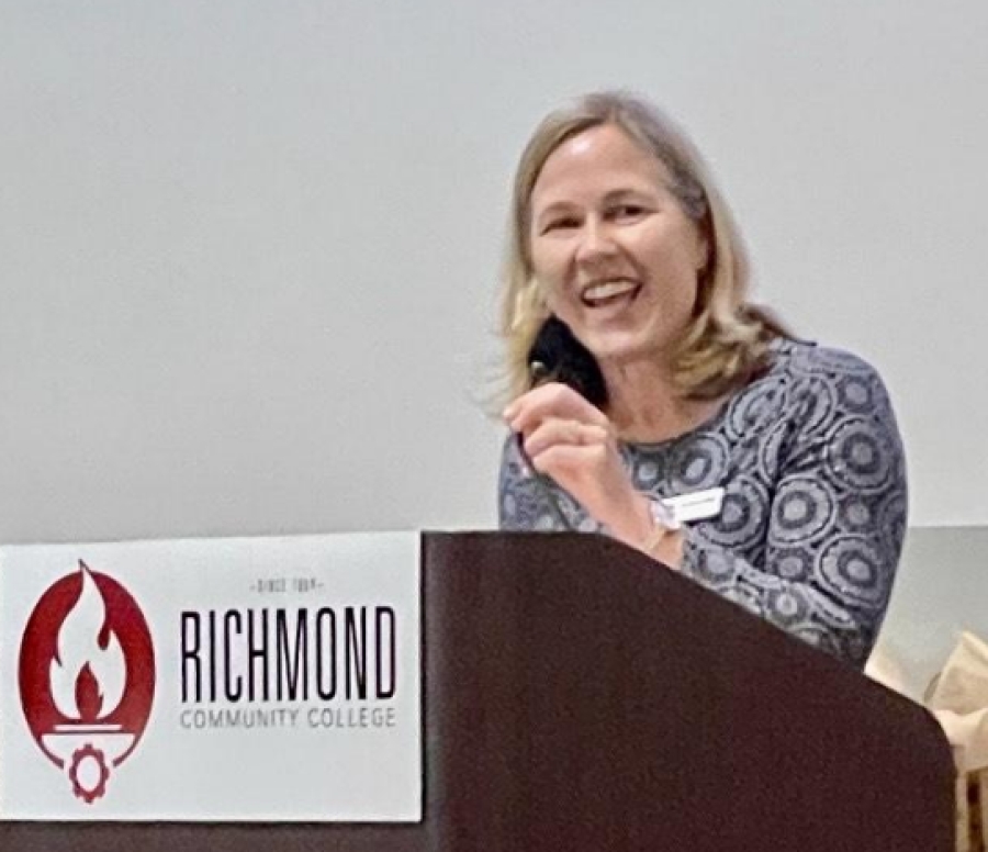 Amy Cubbage, president of Smart Start, speaks duringthe Early Childhood Professional Appreciation Banquet at Cole Auditorium. 