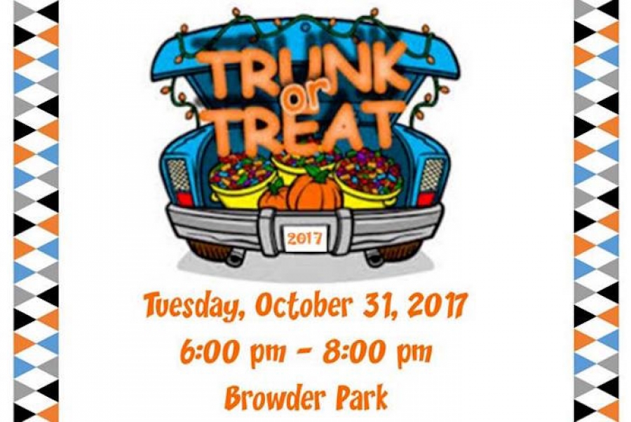 Trunk or Treat will be Tuesday, Oct. 31 at Browder Park.