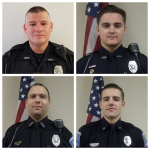 Clockwise, from upper left: Hamlet patrolmen Ray Morton, Charles Talley, Greg Stone and Michael Sale were recently promoted to the rank of corporal.