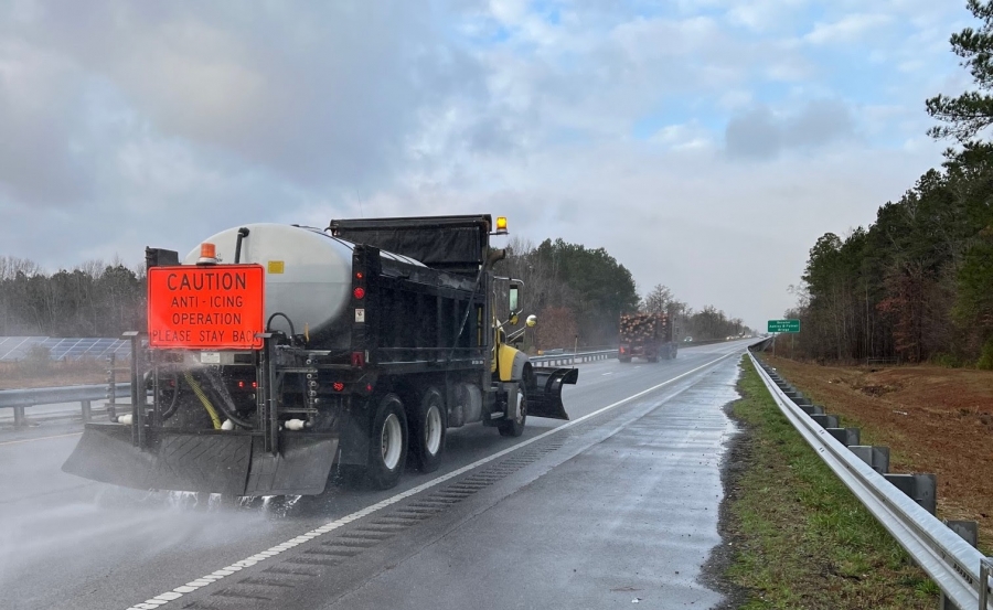 State transportation crews have been treating N.C. roads with brine ahead of this weekend&#039;s expected winter storm. Seen here, crews in Beaufort County pre-treated U.S. 17 Bypass in Chocowinity on Jan. 13.