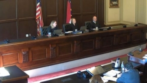 Judge Allegra Collins, Chief Judge Donna Stroud, and Judge Jeff Carpenter consider oral arguments before the N.C. Court of Appeals.