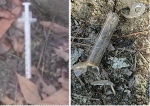 Richard Graham says he found a discarded needle at a local park Monday and a broken pipe at another park Tuesday.