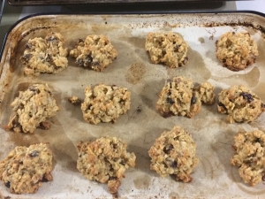 Fruitcake cookies, made with substitute ingredients.