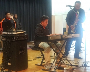 Eighth-grader Fred Garcia shows off his keyboard skills Monday during Rockingham Middle School&#039;s Fine Arts Festival with a rendition of Stevie Wonder&#039;s &quot;Superstition.&quot;