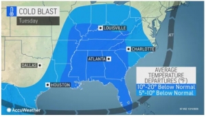 Temps are expected to be 5-10 degrees below normal for much of North Carolina.