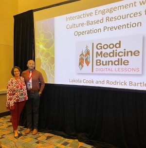 Lakola Cook, left, and Rodrick Bartley, were among the presenters at the National Indian Education Association Convention.