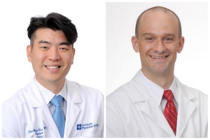 un Moon Kim, M.D., interventional and structural cardiologist with FirstHealth of the Carolinas; Stephen Davies, M.D., MPH, FirstHealth cardiothoracic surgeon. 
